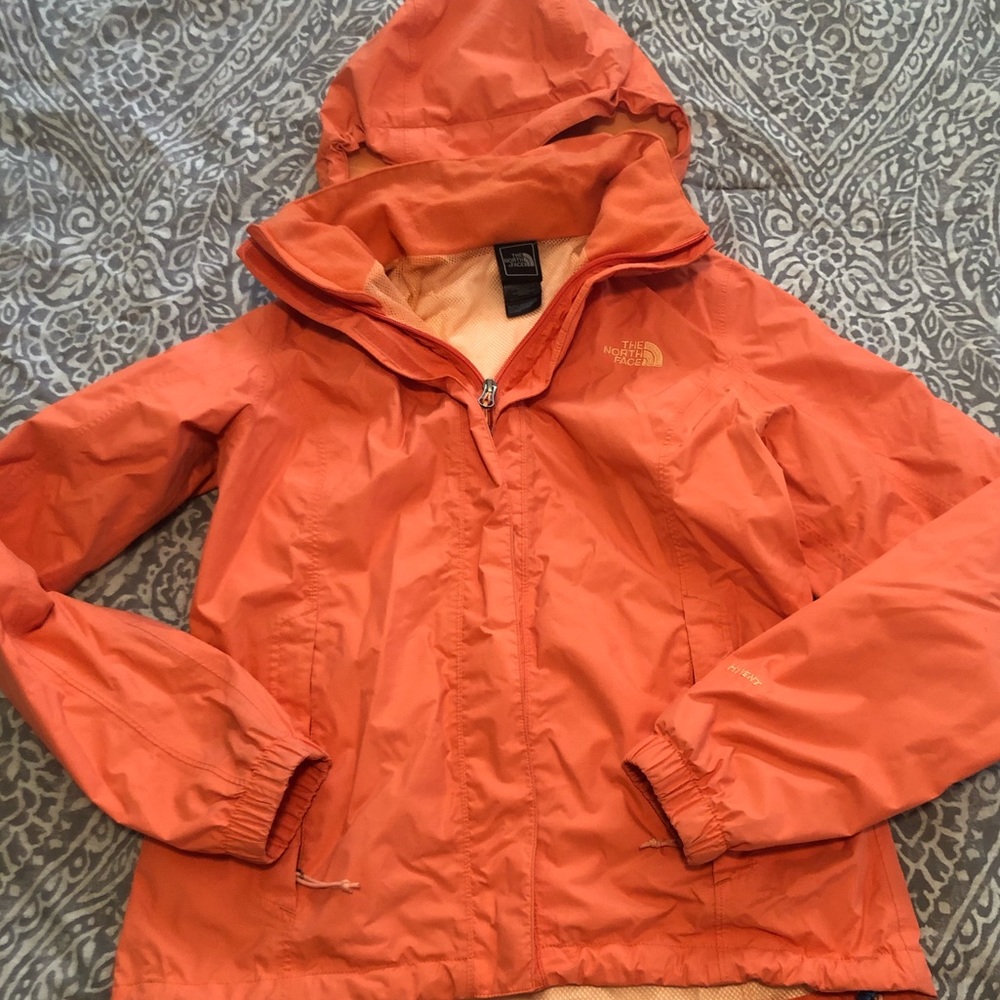 Salmon Color North Face Rain Jacket